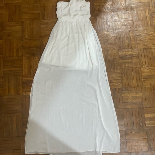 Lumina maxi strapless dress white like new, tulle, size M