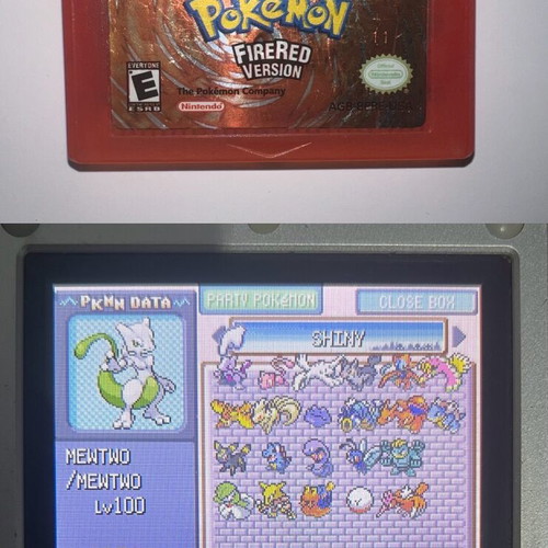 Pokemon FireRed Nintendo Game Boy Advance game with 22 shiny