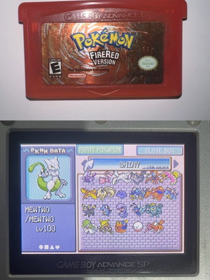 Pokemon FireRed Nintendo Game Boy Advance game with 22 shiny