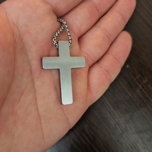 Stainless Steel Men's Cross pendant like new, silver color