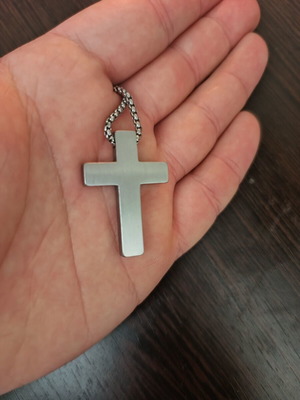 Stainless Steel Men's Cross pendant like new, silver color