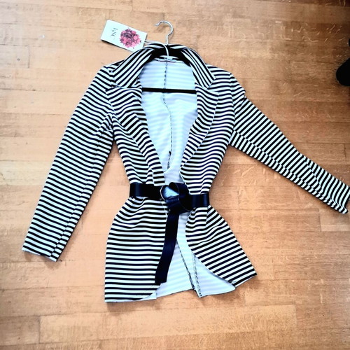 Assos striped black and white jacket with belt size M 38 10 new