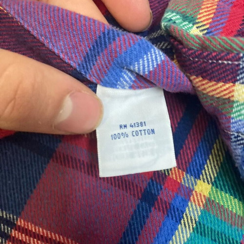 Ralph Lauren 90s flannel shirt XL, colorful block pattern, long sleeve