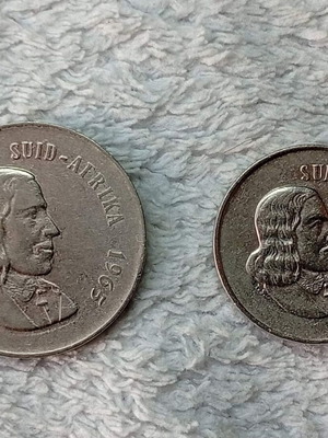 South African coins used, set of 2, 1965 10 and 20 cents