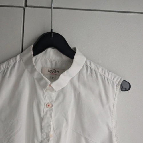 Savile Row sleeveless white cotton shirt