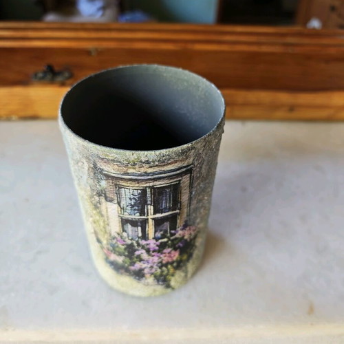 DIY Vintage Pencil Holder-Jar Window to the Past like new