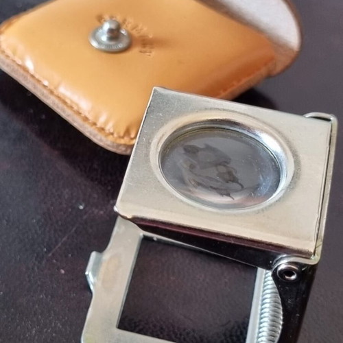 Vintage German folding loupe jeweler magnifying glass with case like new
