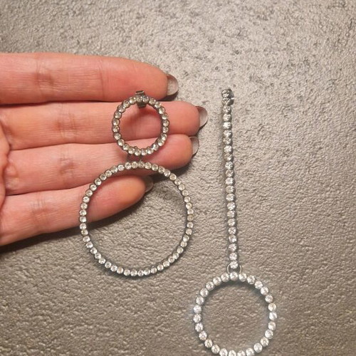 Zara asymmetric earrings set used with rhinestones