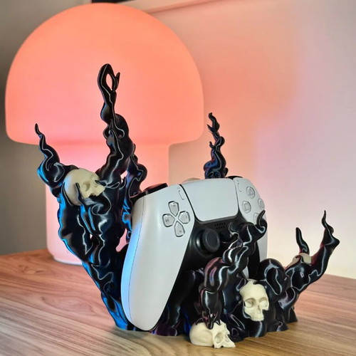 Gaming Base Skulls & Flames 3D Printed Stand for PS5 Xbox new