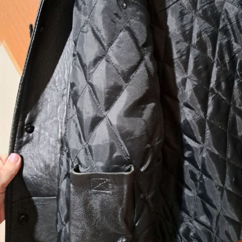 Vera Pelle leather coat used, men's black, size L