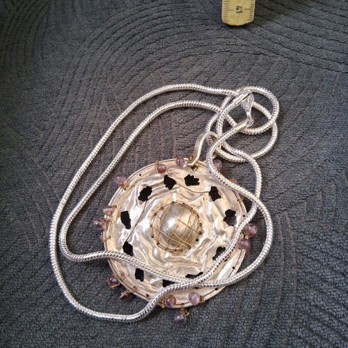 Silver handmade pendant necklace 80cm like new