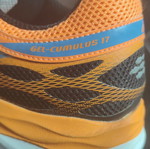 Asics Cumulus 17 running shoes, size 38, black and orange
