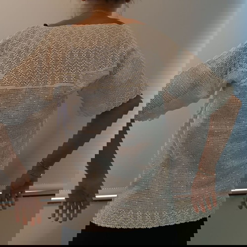 Винтидж плетена блуза в екрю употребявана, размер M