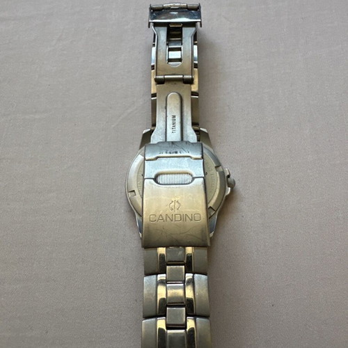 Candino Swiss watch titanium with blue dial and silver bracelet like new