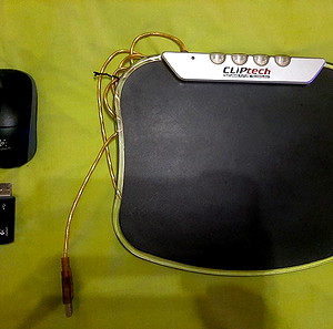 Mouse Pad With 4port USB Cliptech with led και LOGITECH ΠΟΝΤΙΚΙ M205 CORDLESS NOTEBOOK MOUSE BLACK ΜΑΥΡΟ πακετο και τα 2 μαζι