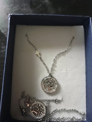 Tree of Life Necklace and Bracelet Set Stainless Steel Silver