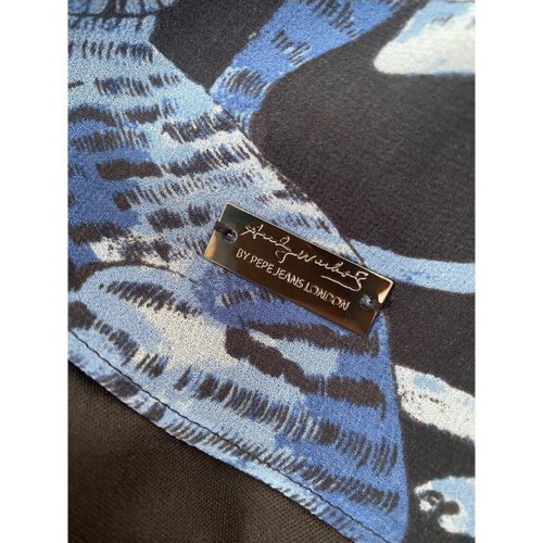 Andy Warhol mid-length dress with blue cat print
