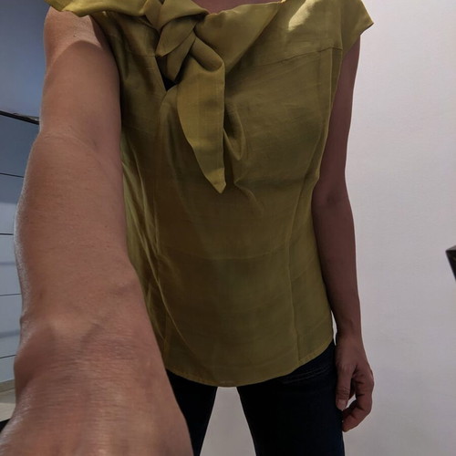 Jupe blouse used, 100% silk, gold color, size S