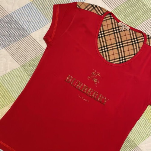 Burberry women's short-sleeve T-shirt new, red, size Large