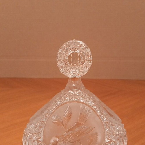 Hofbauer Byrdes vintage lead crystal fondue pot and bowl/ashtray set