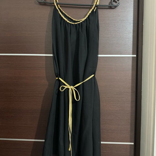 Black mini dress with gold details one size like new