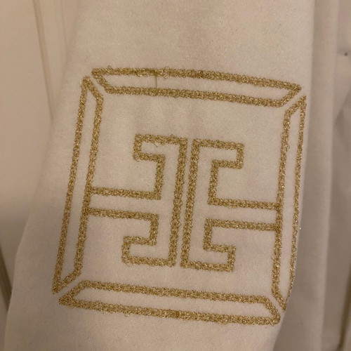 Nema coat new, white with gold embroidery on sleeves s/m