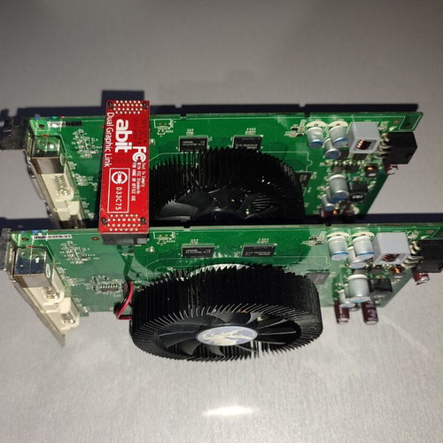 Geforce 8600GTS SLI 2 x 256MB graphics cards used with flexible connector
