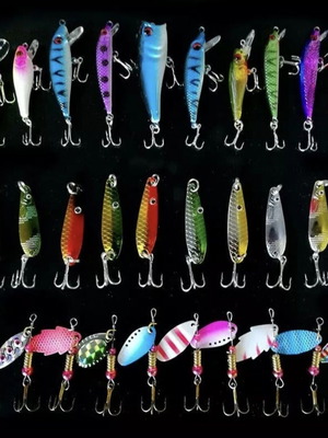 Set of wobblers and spoons new, 30 pieces