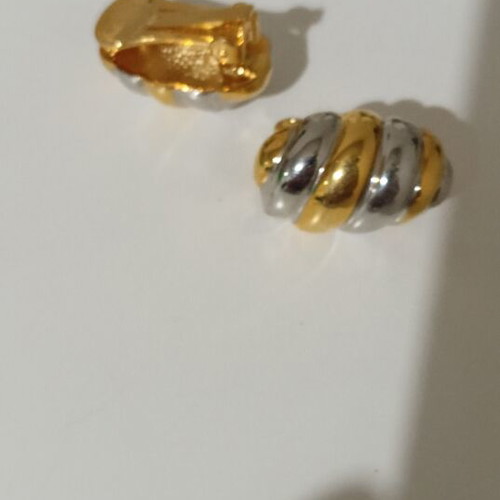 Vintage clip-on earrings, gold and silver