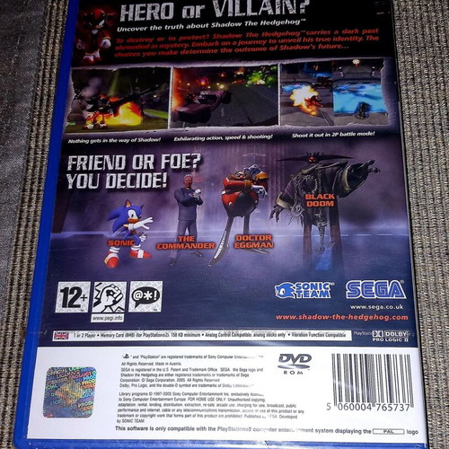 Sealed Shadow The Hedgehog - Playstation 2 / PS2