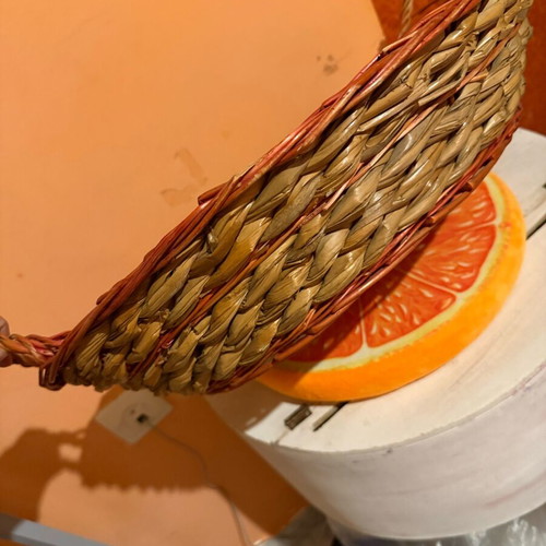 Woven decorative wall basket like new with red details