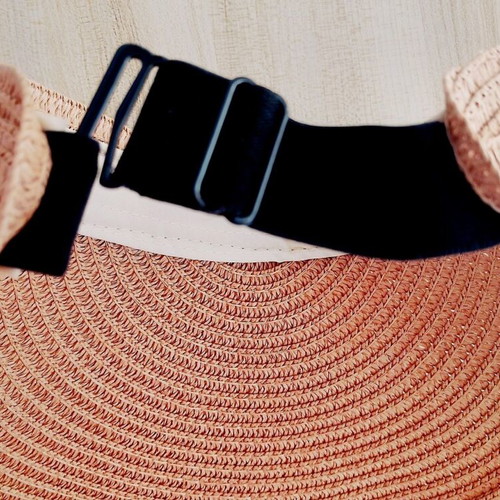 Hat new, imitation straw, light brown, size M