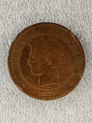 Κέρμα France 10 Centimes 1872 μεταχειρισμένο, χάλκινο