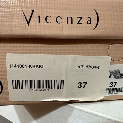 Vicenza women's sandal new, khaki, 8 cm heel, size 37
