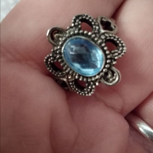 Ring with retro style like new, silver and turquoise