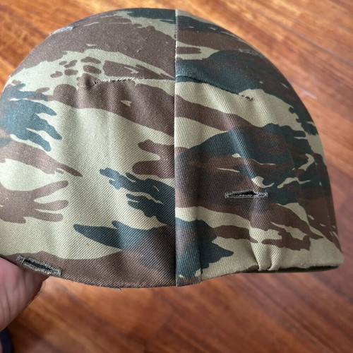 Vintage full Greek army helmet with camouflage cover, like new