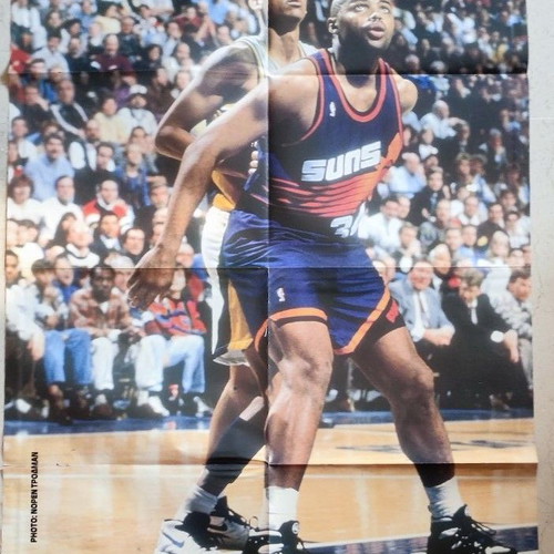 Rare double poster Charles Barkley/Clyde Drexler MATIES STO BASKET like new