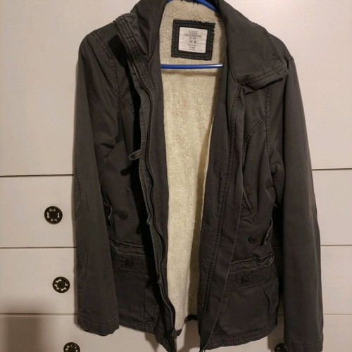 Jacket with fur lining like new, gray, size 38 (M)