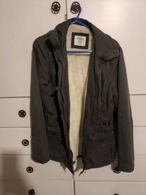 Jacket with fur lining like new, gray, size 38 (M)