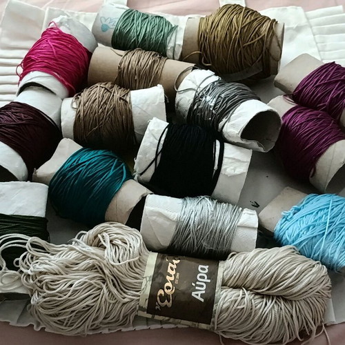 Aura acetate tripolino yarn like new, 1 full and 14 remnants
