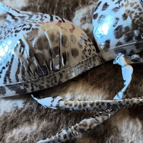 Silver bikini shiny animal print new, size M
