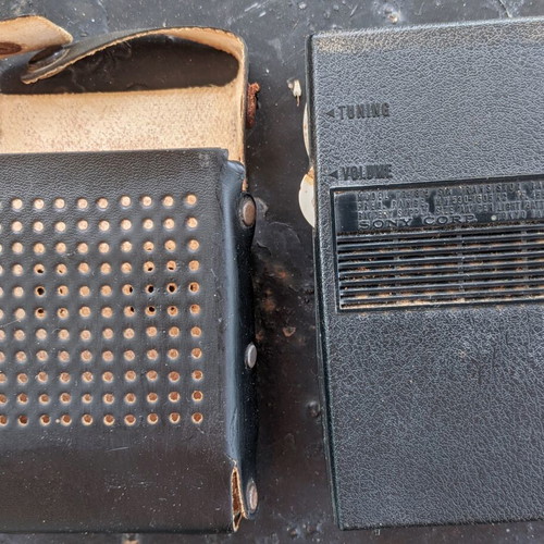 Sony TR-610 transistor radio used with leather case