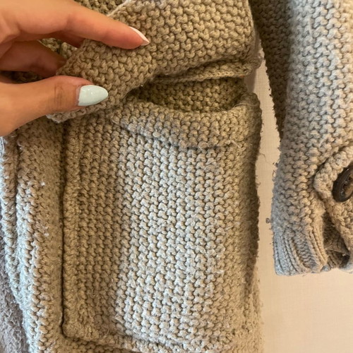Bershka knitted cardigan with fleece lining and hood, size S, beige