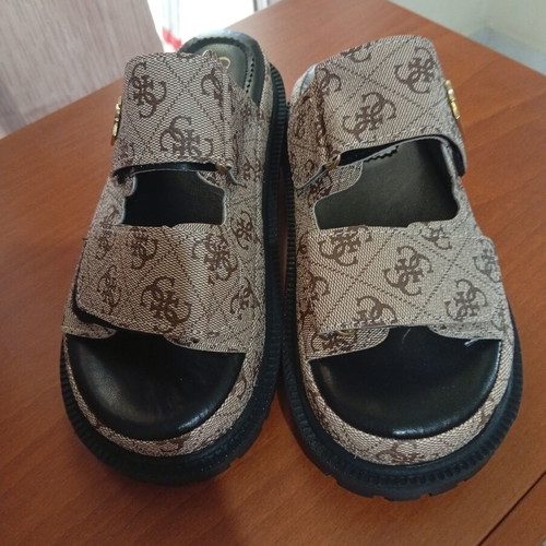 Guess slippers, beige and gold, size 39