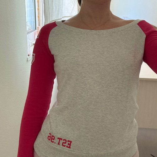 Bodytalk Long-Sleeve Shirt Used, Red Gray, Size S