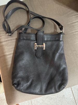 Leather shoulder bag black used with slight edge wear