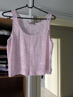 Pink Woman blouse with pink polka dots, like new, size L