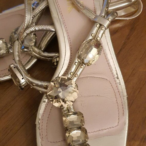 Nak sandals with rhinestones like new, size 37, gold leather