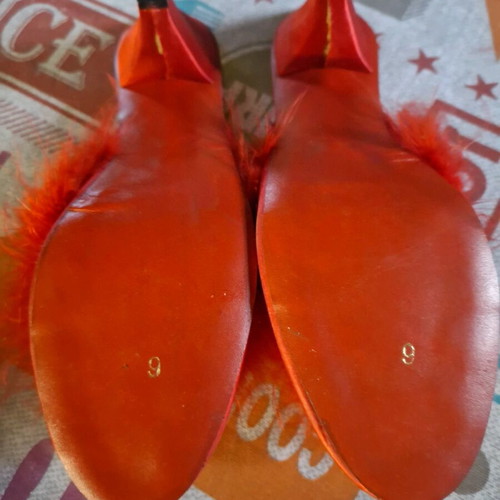 Leather slippers new, red, size 36