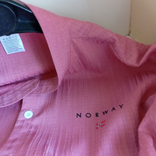 Norway men's shirt long sleeve coral, size L, new